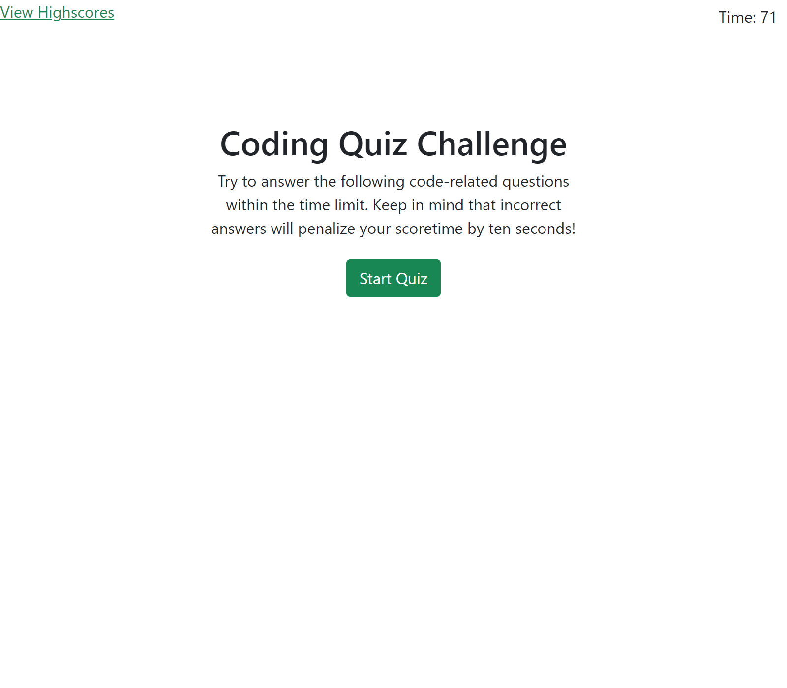 Coding Quiz Challenge