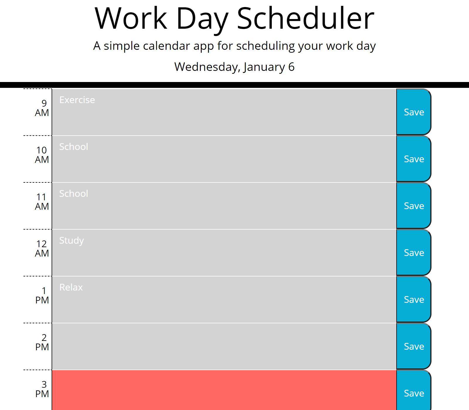 Work Day Scheduler